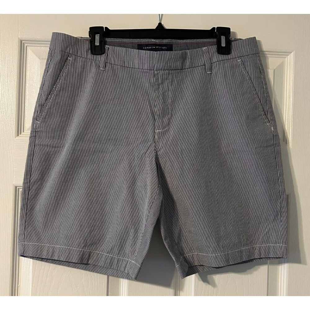 Women's, Tommy Hilfiger, Medium Rise, Blue & White Striped, Shorts, Size 12